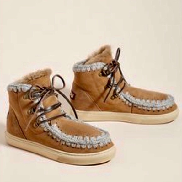 Mou Shoes - MOU Anthropologie Eskimo Sheepskin Lace Up Boots